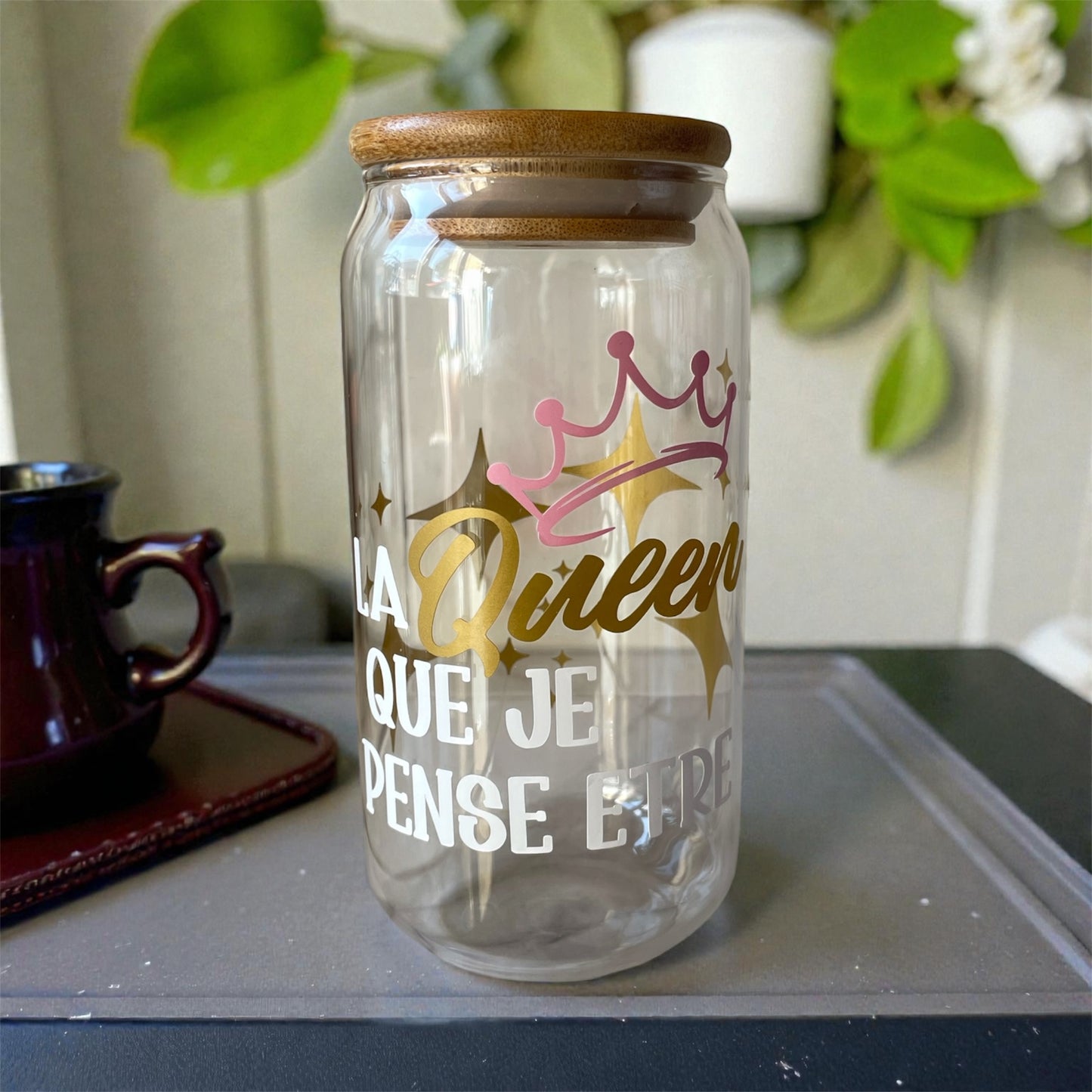 Verre cannette "La Queen"  fait main, 473ml